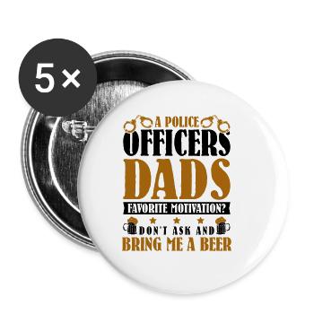 Polizei Polizist Polizeibeamte - Buttons groß 56 mm (5er Pack) - Weiß - Vorne