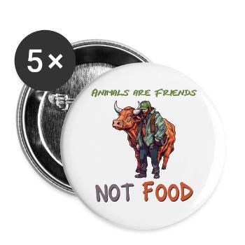 Friends not Food - Buttons large 2.2''/56 mm (5-pack) - white - Front