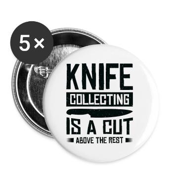 Messersammler Messer Sammeln - Buttons groß 56 mm (5er Pack) - Weiß - Vorne