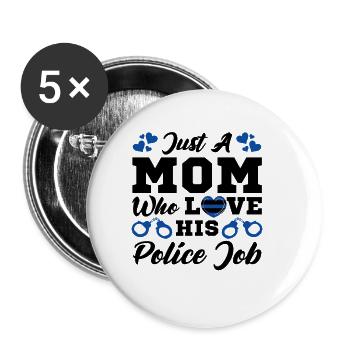 Polizei Polizist Polizeibeamte - Buttons groß 56 mm (5er Pack) - Weiß - Vorne