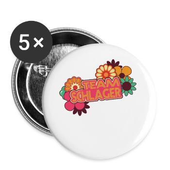 Team Schlager Schlagermusik Schlagerparty - Buttons groß 56 mm (5er Pack) - Weiß - Vorne