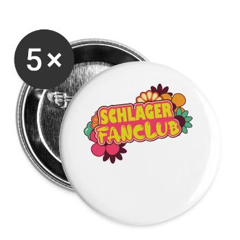 Schlager Fanclub Schlagermusik Schlagerparty - Buttons groß 56 mm (5er Pack) - Weiß - Vorne