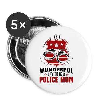 Polizei Polizist Polizeibeamte - Buttons groß 56 mm (5er Pack) - Weiß - Vorne
