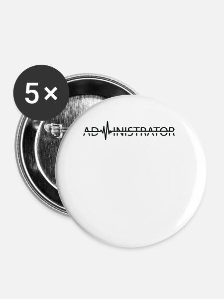 Administrator Admin Heartbeat - Buttons groß 56 mm (5er Pack) - Weiß