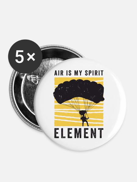 Fallschirmspringen Fallschirmspringer - Buttons groß 56 mm (5er Pack) - Weiß