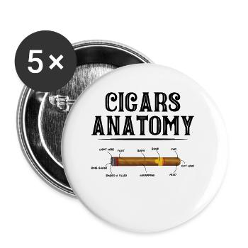 Zigarre Rauchen Zigarren Raucher - Buttons groß 56 mm (5er Pack) - Weiß - Vorne