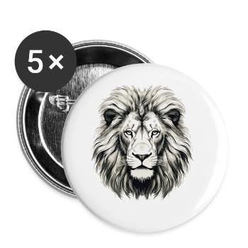 Lion Lion Head Black & White Drawn Art - Buttons large 2.2''/56 mm (5-pack) - white - Front