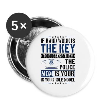 Polizei Polizist Polizeibeamte - Buttons groß 56 mm (5er Pack) - Weiß - Vorne
