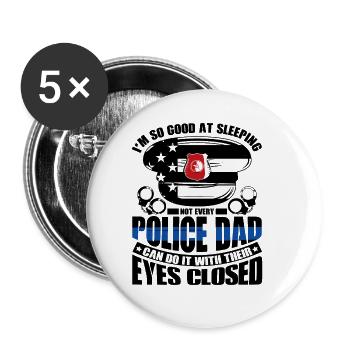 Polizei Polizist Polizeibeamte - Buttons groß 56 mm (5er Pack) - Weiß - Vorne