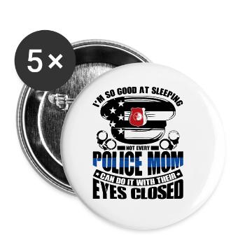 Polizei Polizist Polizeibeamte - Buttons groß 56 mm (5er Pack) - Weiß - Vorne