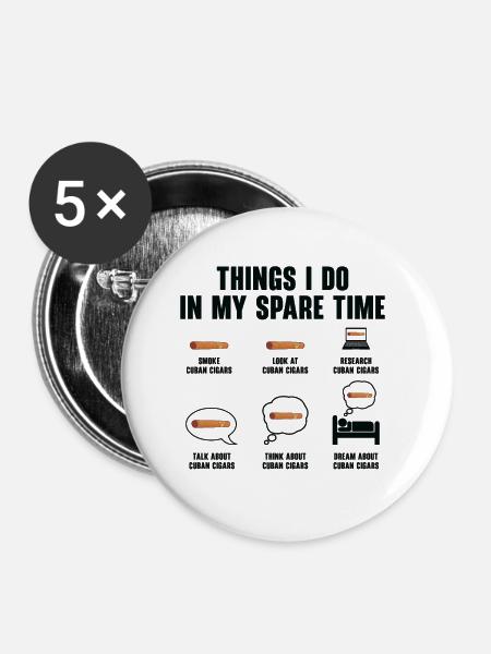 Zigarre Rauchen Zigarren Raucher - Buttons groß 56 mm (5er Pack) - Weiß