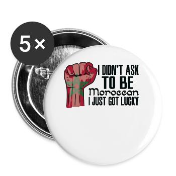 Marokkanischer Stolz Marokkanische Flagge - Buttons groß 56 mm (5er Pack) - Weiß - Vorne