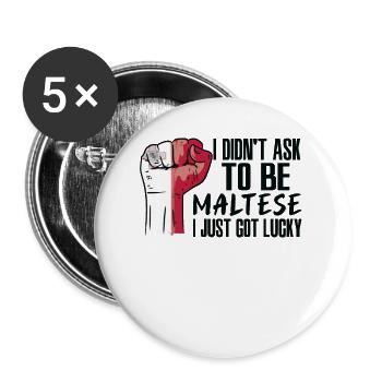Maltese Pride Malta Flag Grown Maltese Roots - Buttons large 2.2''/56 mm (5-pack) - white - Front