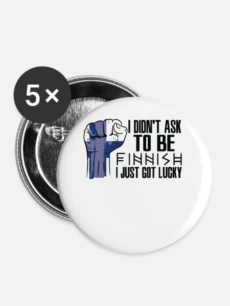 Finnischer Stolz Finnische Flagge Gewachsen - Buttons groß 56 mm (5er Pack) - Weiß