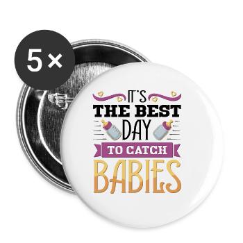 It's a beautiful day to be a Midwife - Buttons groß 56 mm (5er Pack) - Weiß - Vorne