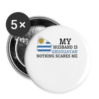 Nothing Scares Me My Wife Is Uruguayan Husband - Buttons large 2.2''/56 mm (5-pack) - white - Front