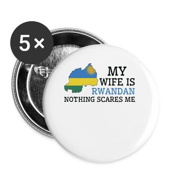 Nichts macht mir Angst Meine Frau ist Ruanderin - Buttons groß 56 mm (5er Pack) - Weiß - Vorne