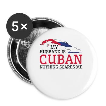 Rien ne me fait peur Ma femme est cubaine - Lot de 5 grands badges (56 mm) - blanc - Devant