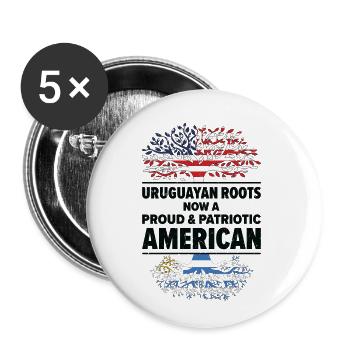 Uruguayisch Amerikanischer Patriot USA Gewachsen - Buttons groß 56 mm (5er Pack) - Weiß - Vorne