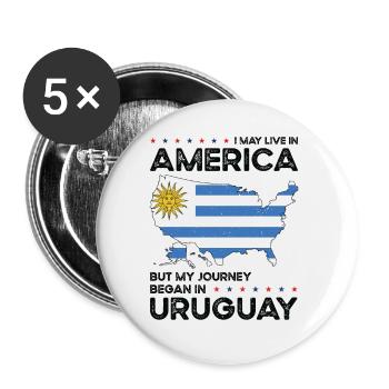 Uruguayan American Patriot USA Grown - Lot de 5 grands badges (56 mm) - blanc - Devant