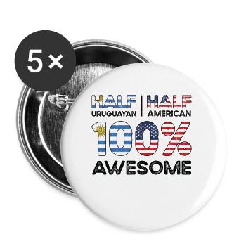 Uruguayisch Amerikanischer Patriot USA Gewachsen - Buttons groß 56 mm (5er Pack) - Weiß - Vorne