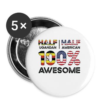 Ugandan American Patriot USA Grown Uganda US Flag - Buttons large 2.2''/56 mm (5-pack) - white - Front