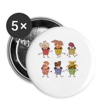 Pilzliebhaber Geschenk Wald Pilze Sammeln - Buttons groß 56 mm (5er Pack) - Weiß - Vorne