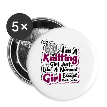 Im a Knitting girl - Buttons groß 56 mm (5er Pack) - Weiß - Vorne