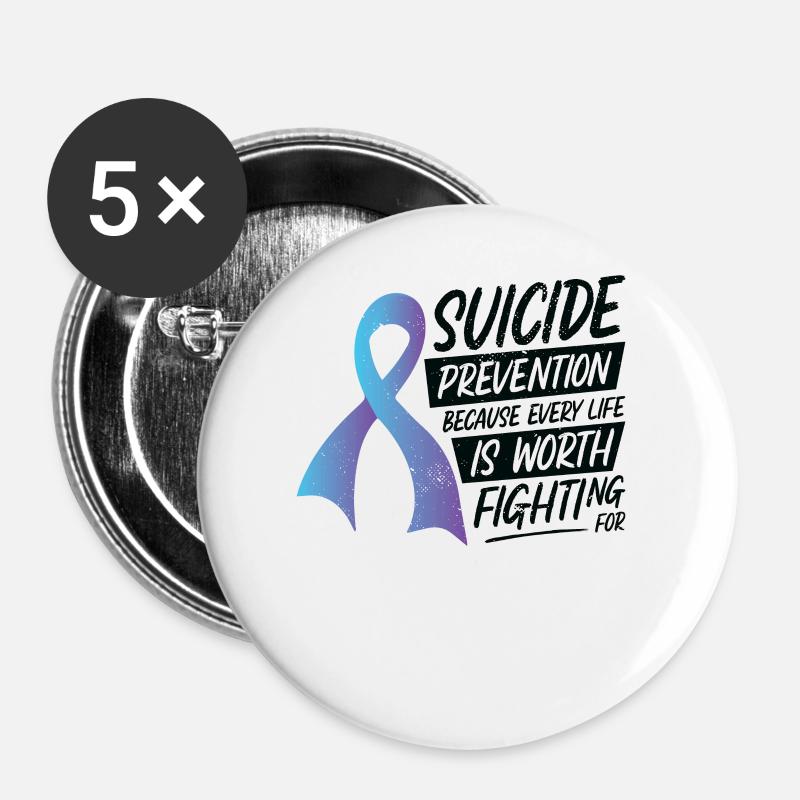 Mental Health Support Week Suicide Prevention - Buttons large 2.2''/56 mm (5-pack) - white