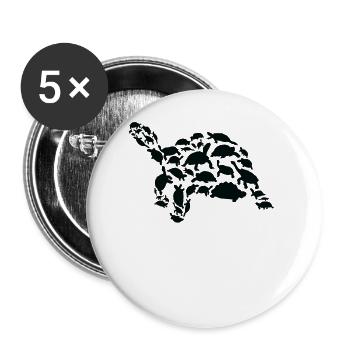 Tortue Faune Tortue Silhouette - Lot de 5 grands badges (56 mm) - blanc - Devant