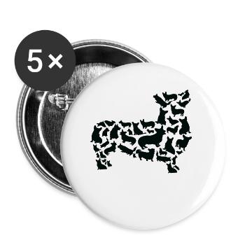 Pembroke Welsh Corgi Hund Mama Pembroke Welsh - Buttons groß 56 mm (5er Pack) - Weiß - Vorne