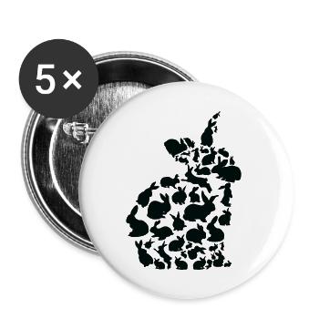 Kaninchen Haustier Tier Kaninchen Kaninchen Hase - Buttons groß 56 mm (5er Pack) - Weiß - Vorne