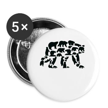 Bear Polar Bear Brown Bear Grizzly Bear Silhouette - Buttons large 2.2''/56 mm (5-pack) - white - Front