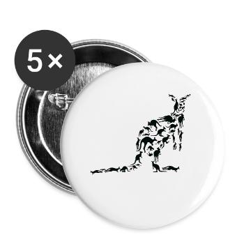 Kangaroo Wildlife Australia Kangaroo Silhouette - Buttons large 2.2''/56 mm (5-pack) - white - Front