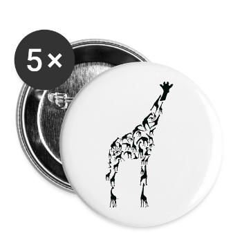 Giraffe Wildlife Afrika Giraffen Silhouette - Buttons groß 56 mm (5er Pack) - Weiß - Vorne