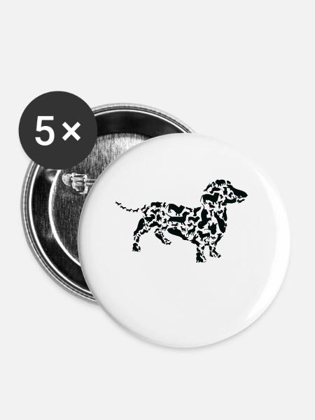 Dackel Hund Dackel Mama Dackel Papa - Buttons groß 56 mm (5er Pack) - Weiß