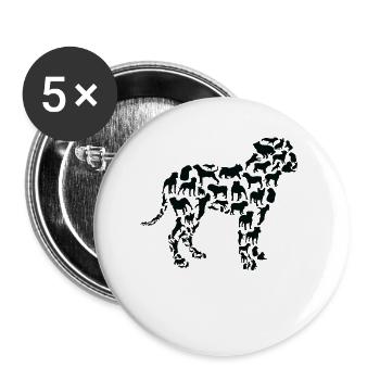Bouledogue Chien Bouledogue Maman Bouledogue Papa - Lot de 5 grands badges (56 mm) - blanc - Devant