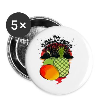 Caraïbes, Île, Fruits, Fruits, Vitamines, Été, Fruit - Lot de 5 grands badges (56 mm) - blanc - Devant