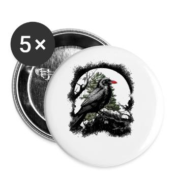 Oiseau corbeau magique Oiseaux d’horreur sombres - Lot de 5 grands badges (56 mm) - blanc - Devant