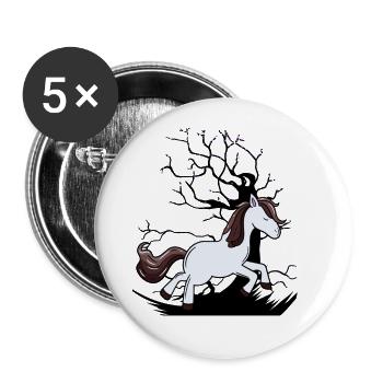 Cheval sauvage Poney Chevaux Enfant Enfants - Lot de 5 grands badges (56 mm) - blanc - Devant