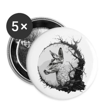 Hunting Hunter Motif Roe Deer Hunting - Buttons large 2.2''/56 mm (5-pack) - white - Front