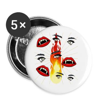 Halloween Vampir Girl Fantasy Horror Dark - Buttons groß 56 mm (5er Pack) - Weiß - Vorne