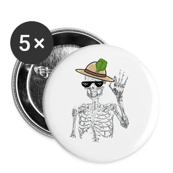 Skelett Gärtner Spinat Gärtnern Mime Vegetarier - Buttons groß 56 mm (5er Pack) - Weiß - Vorne