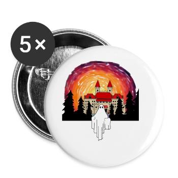 Ghosts Castle Midnight Witching Hour Horror - Buttons large 2.2''/56 mm (5-pack) - white - Front