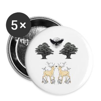 nuit, ciel, nature, aigle, nature sauvage, faune, chevreuil - Lot de 5 grands badges (56 mm) - blanc - Devant