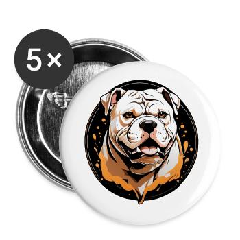 American Bulldog Portrait in a Circle - Buttons large 2.2''/56 mm (5-pack) - white - Front