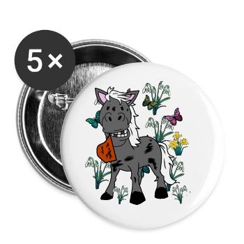 Horse Horses Spring Pony Gaul Ross Rider - Buttons large 2.2''/56 mm (5-pack) - white - Front