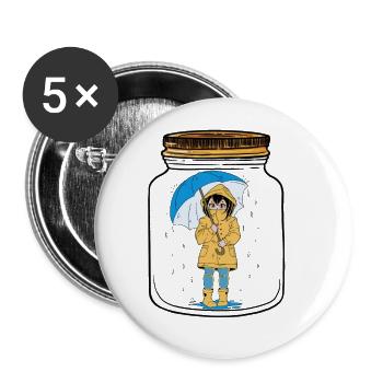 Girl Umbrella Weather - Buttons large 2.2''/56 mm (5-pack) - white - Front