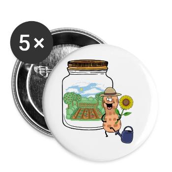 Erdnuss Erdnüsse Garten Traum Sonnenblume - Buttons groß 56 mm (5er Pack) - Weiß - Vorne