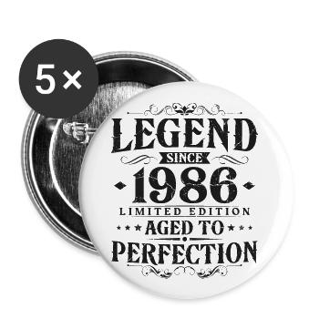 Légende depuis 1986 Vintage Born Anniversaire - Lot de 5 grands badges (56 mm) - blanc - Devant